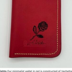 Red Leather Wallet with Rose Design